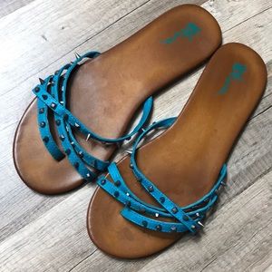 Volcom teal studded sandals